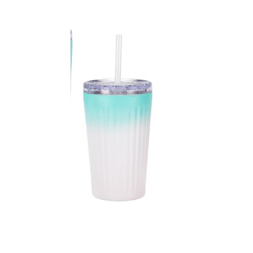 500ml tumbler of 304 Stainless Steel Gradient Stripe Insulated Car Tumbler with Straw, 500ml/800ml